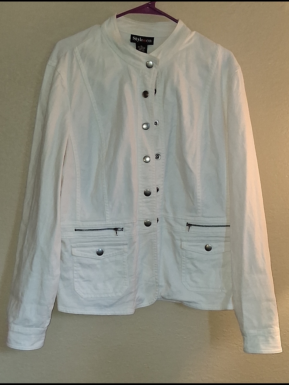 Style & Co. White Snap-Front Women's Jean Jacket